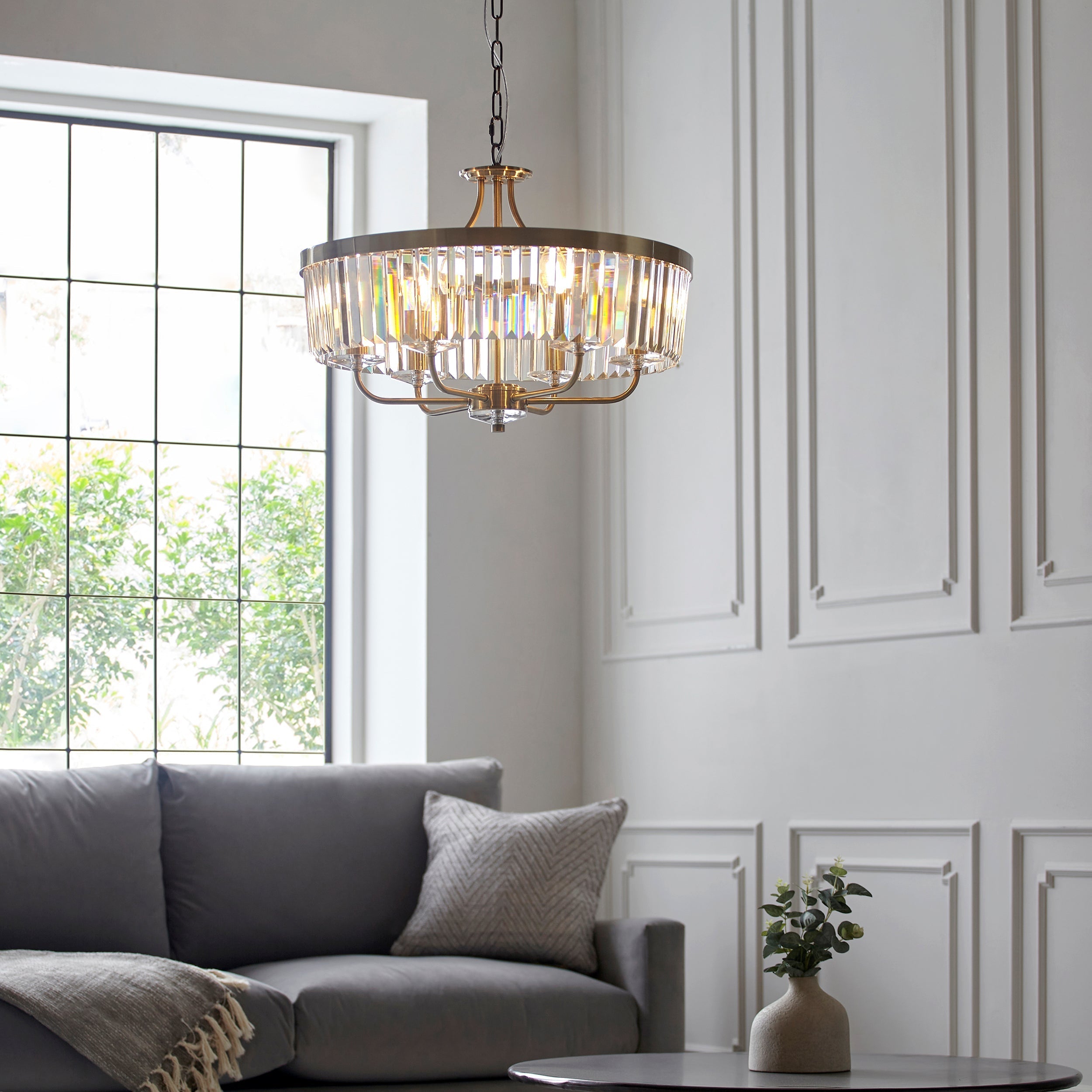 Amos Windsor Chandelier Antique Brass