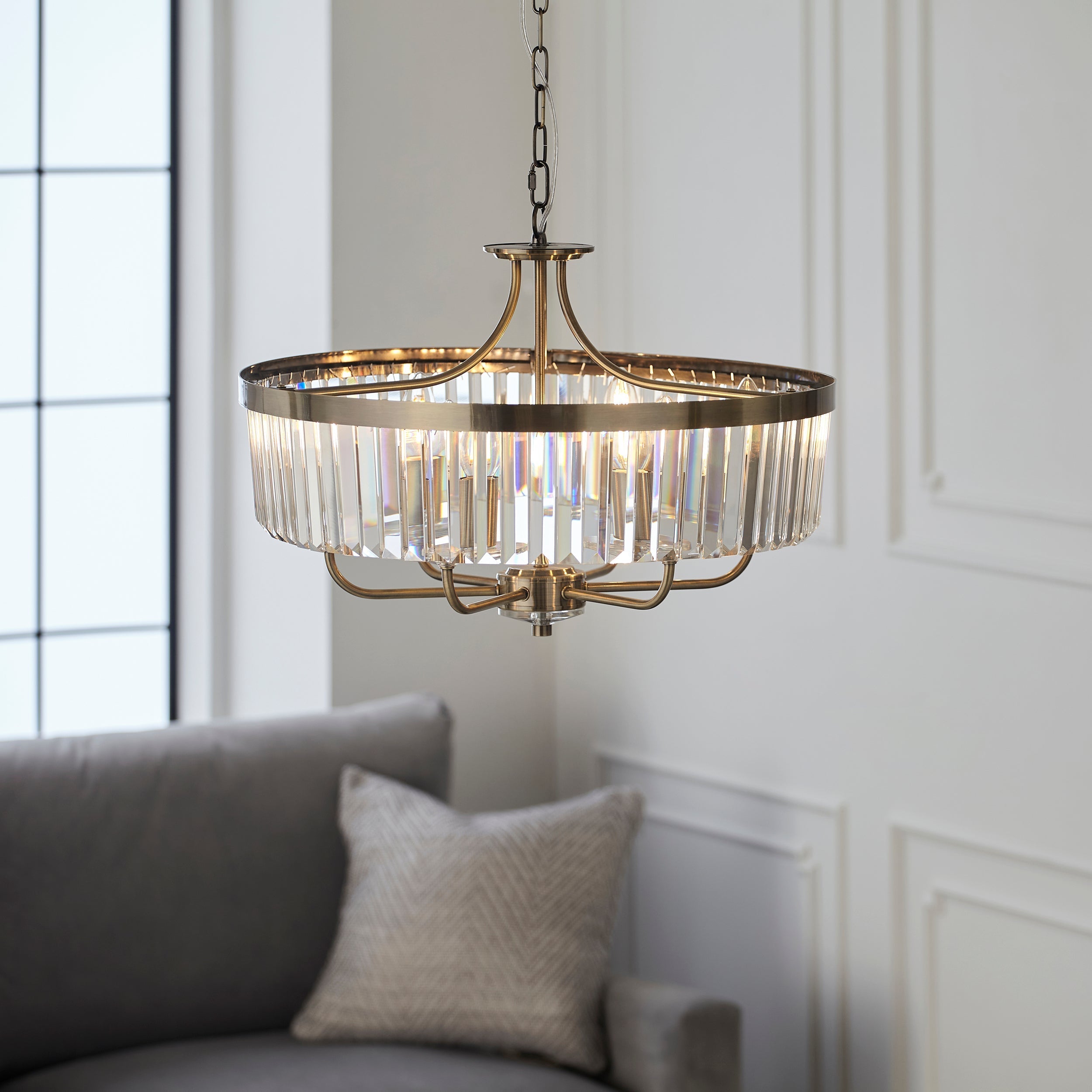 Amos Windsor Chandelier Antique Brass