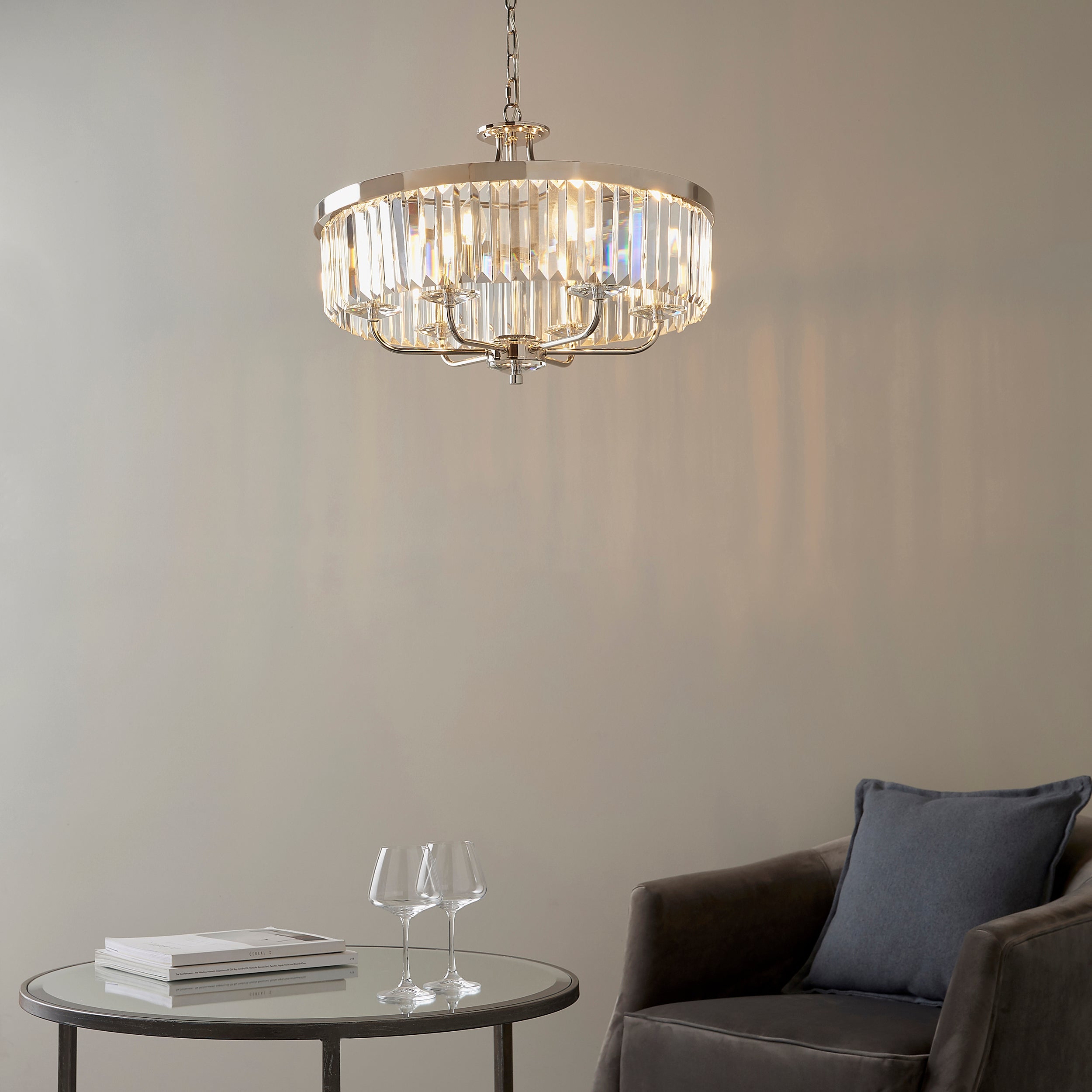 Amos Windsor Chandelier Bright Nickel