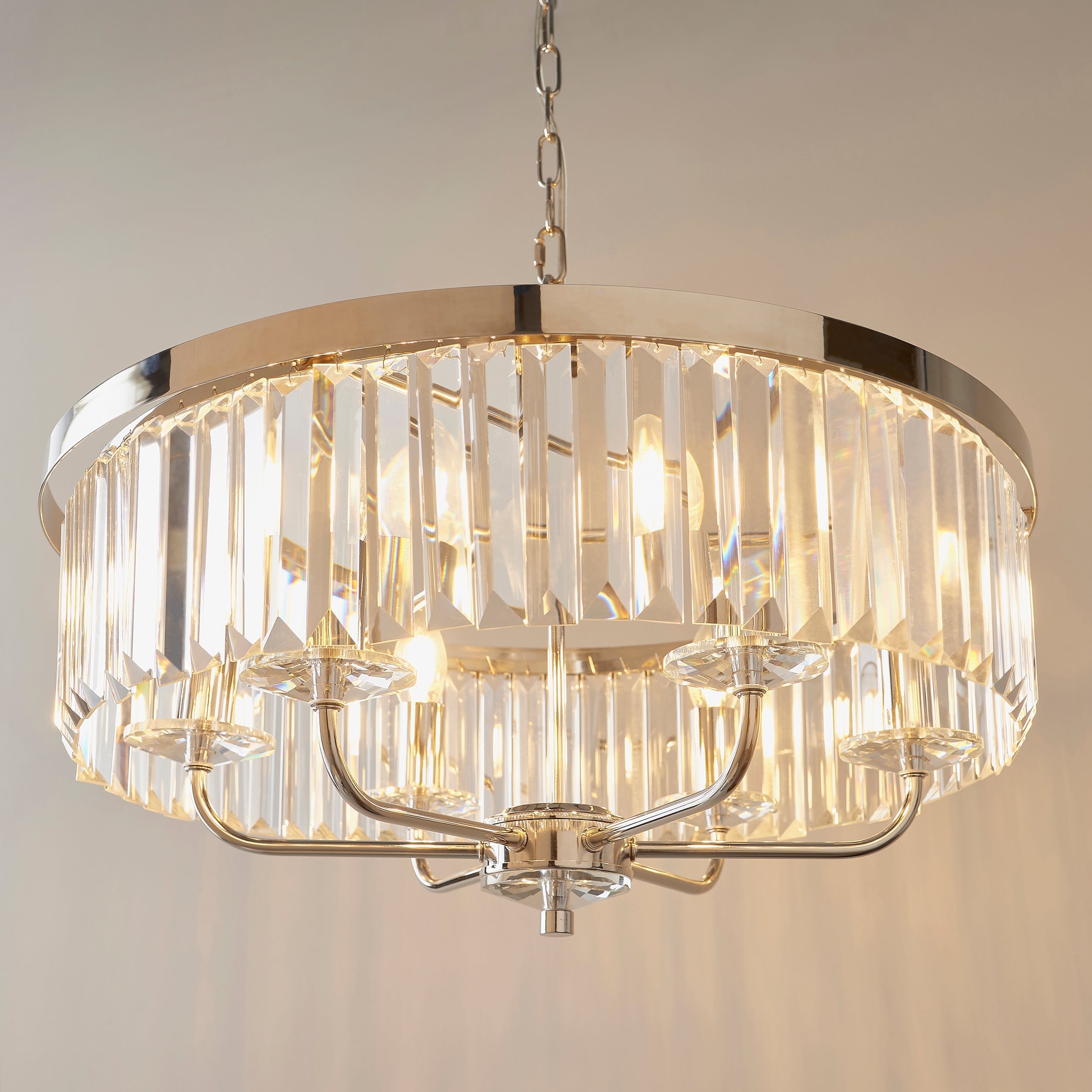 Amos Windsor Chandelier Bright Nickel
