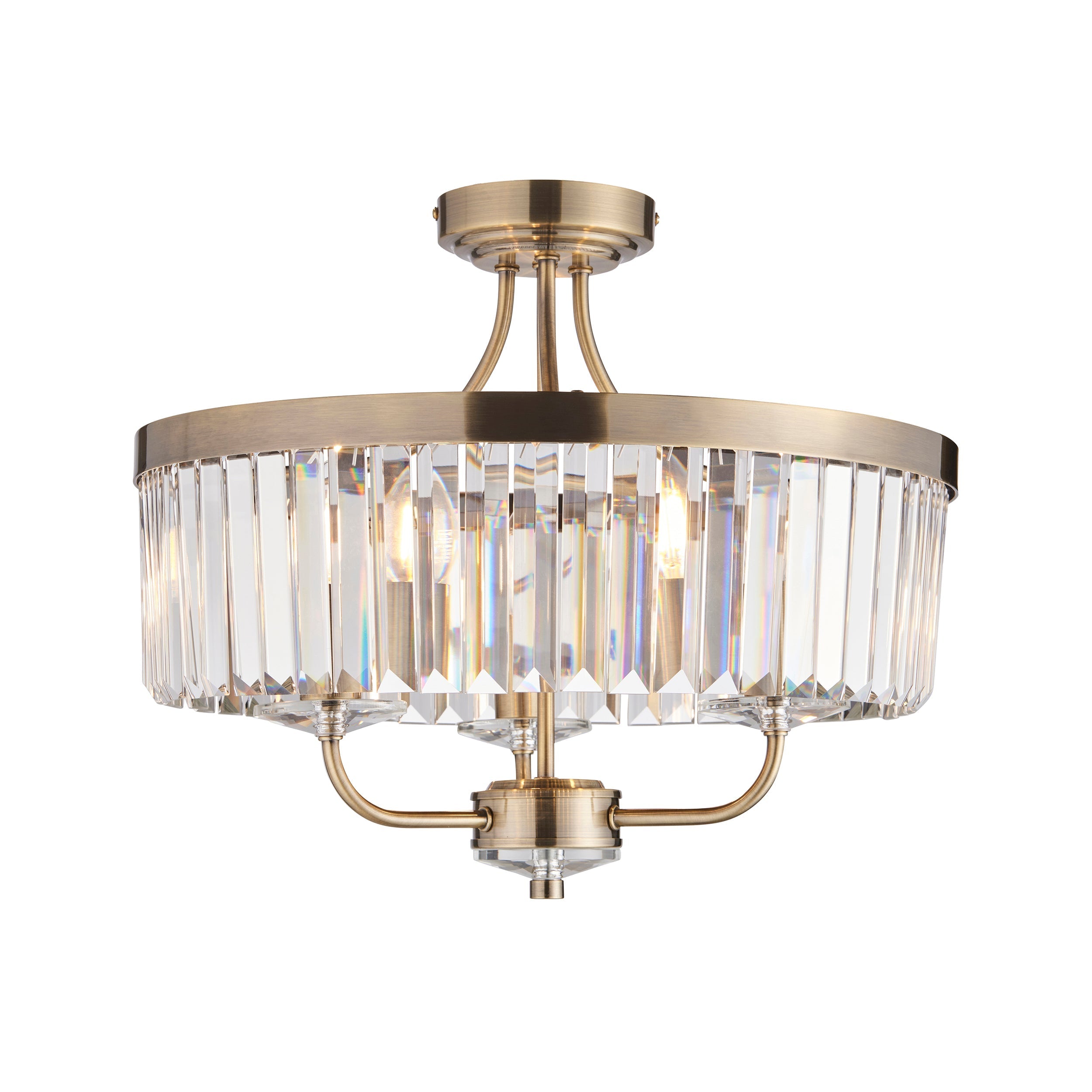 Amos Windsor Flush Chandelier Antique Brass