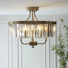 Amos Windsor Flush Chandelier Antique Brass