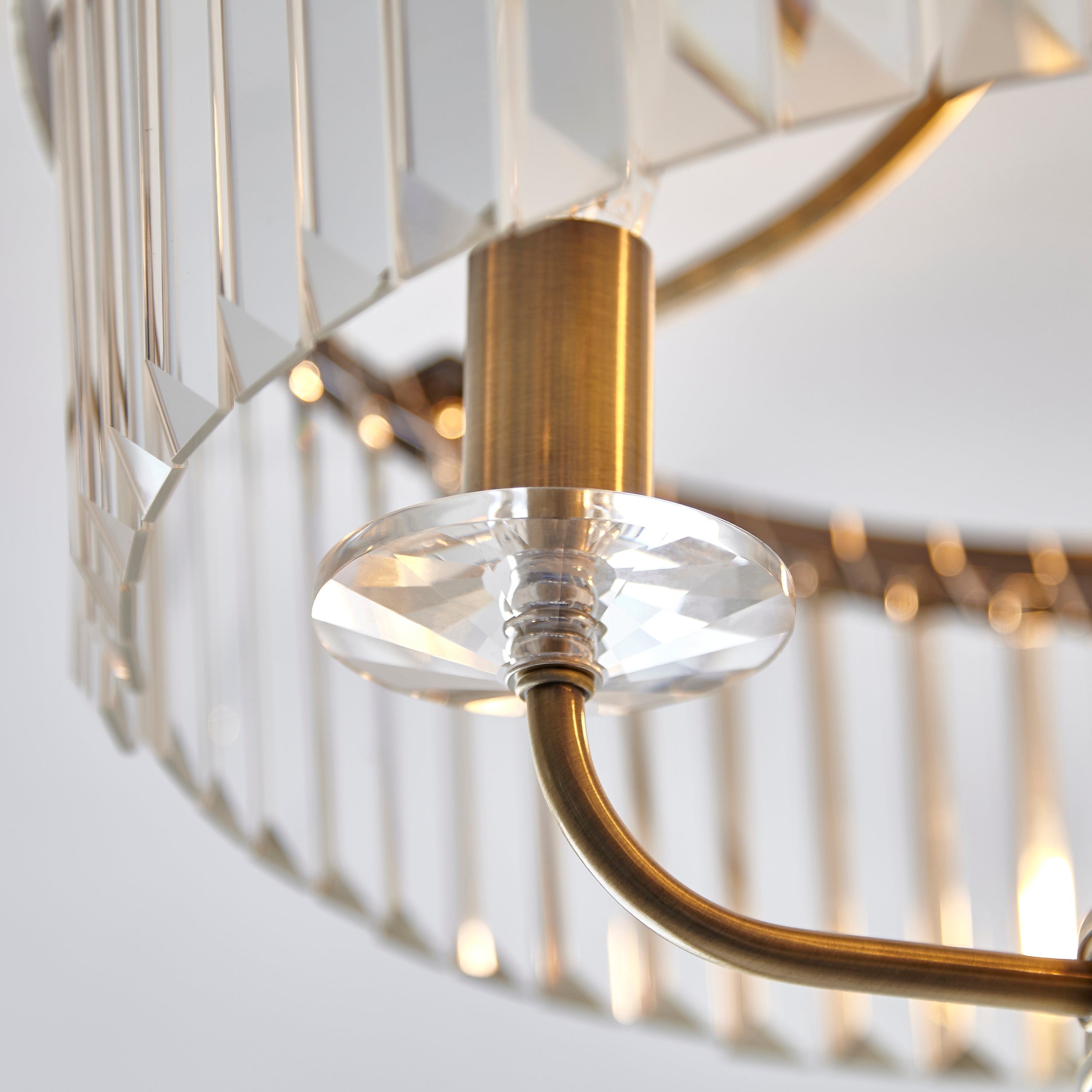 Amos Windsor Flush Chandelier Antique Brass