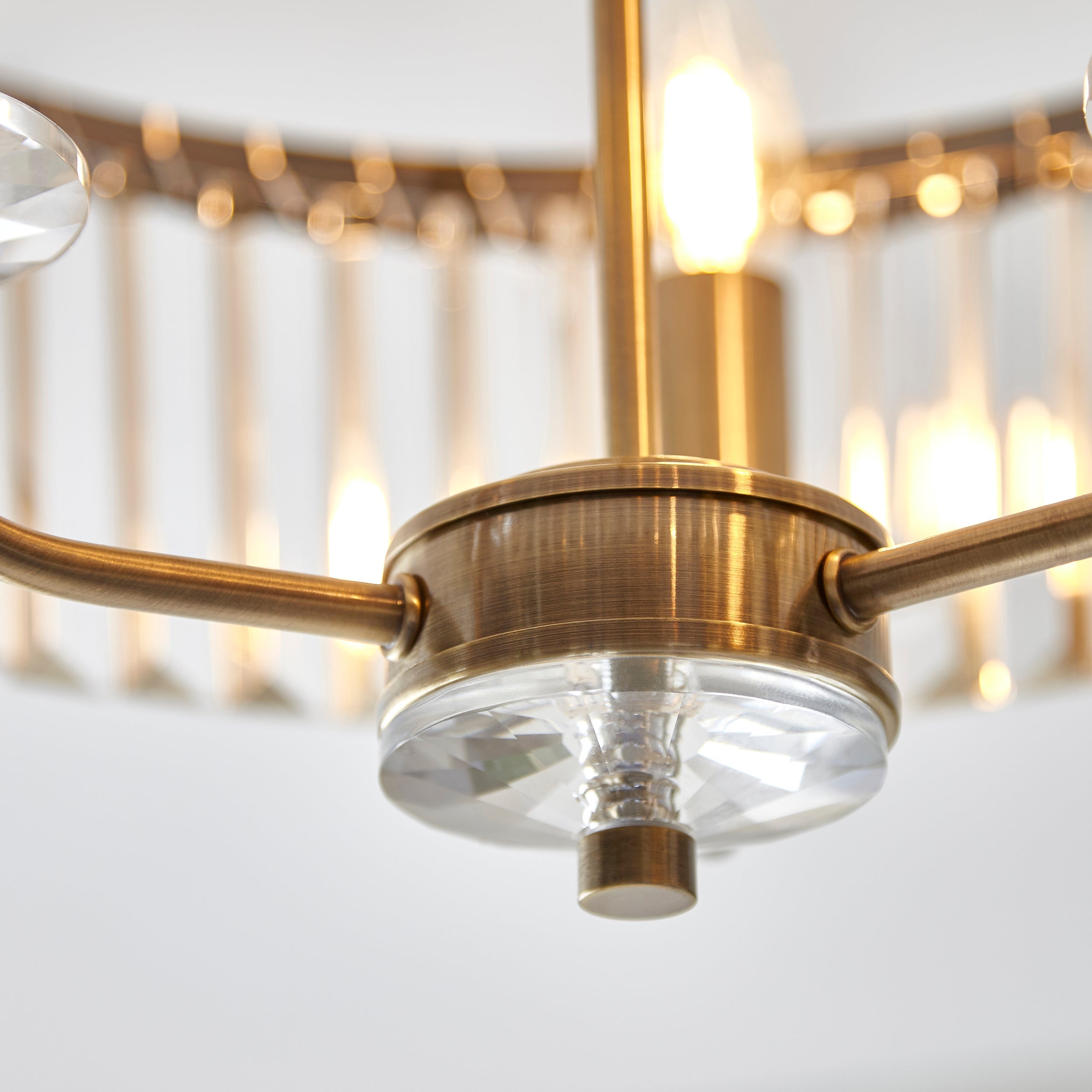 Amos Windsor Flush Chandelier Antique Brass