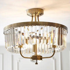 Amos Windsor Flush Chandelier Antique Brass