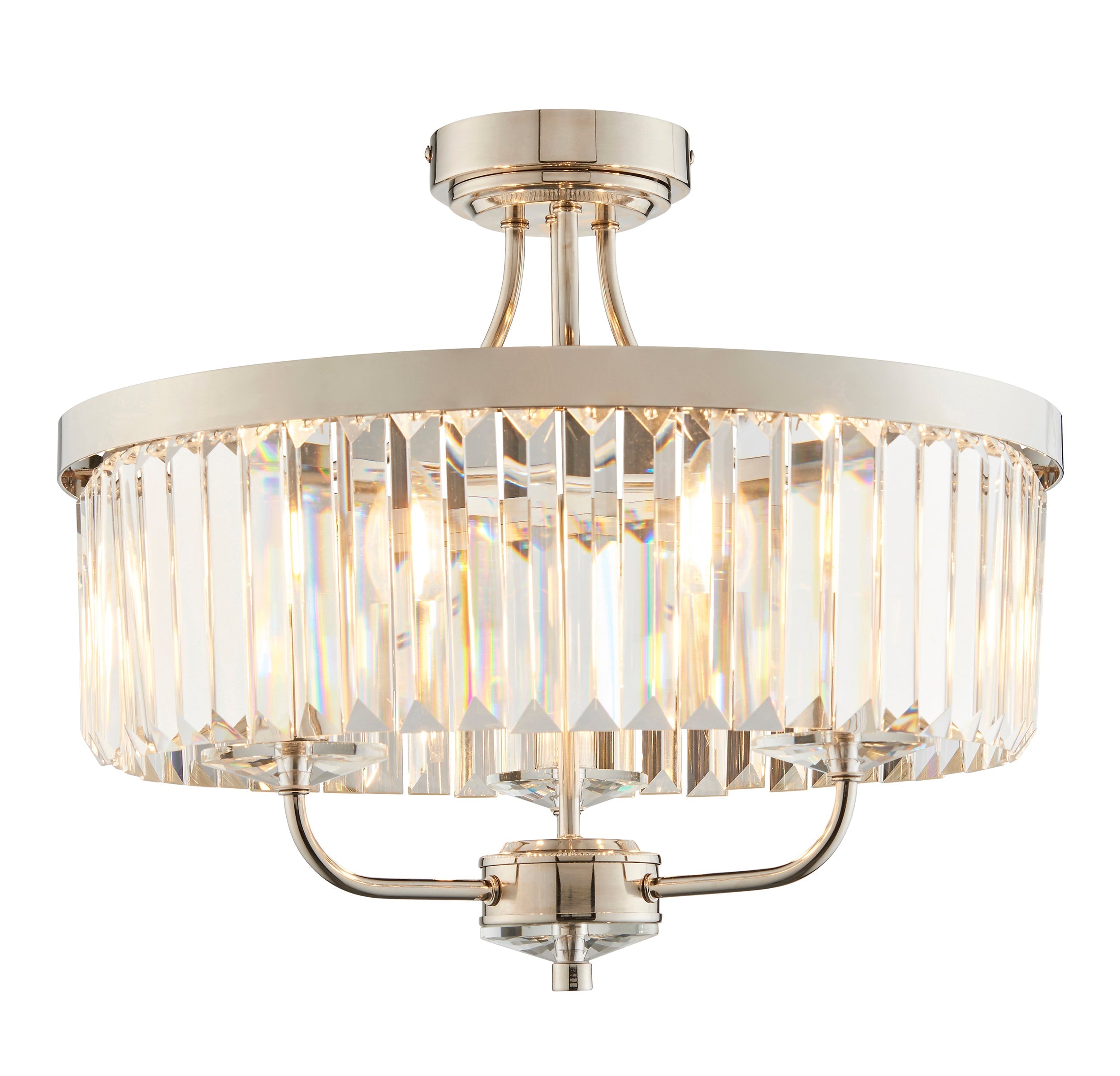 Amos Windsor Flush Chandelier Bright Nickel