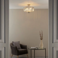 Amos Windsor Flush Chandelier Bright Nickel