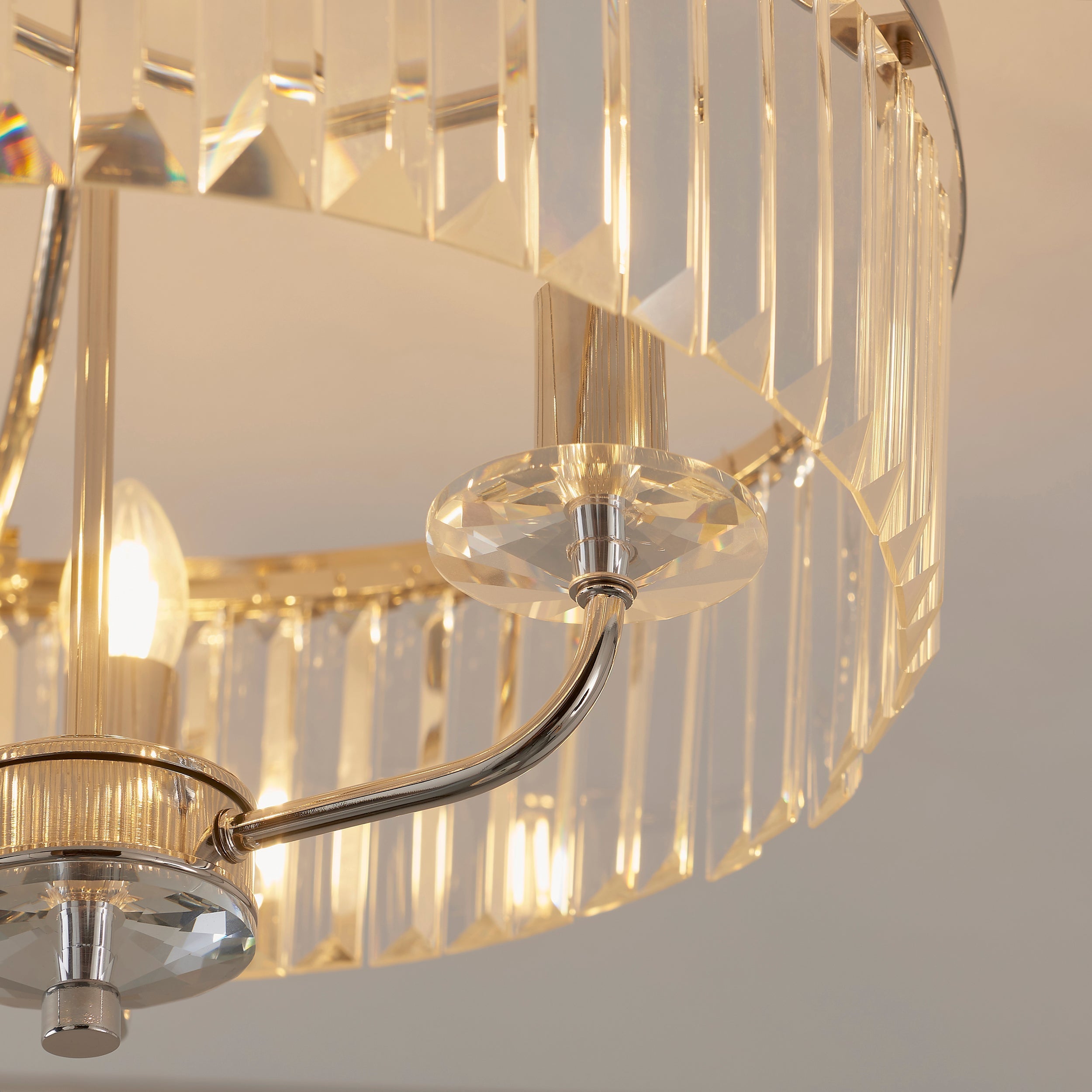 Amos Windsor Flush Chandelier Bright Nickel