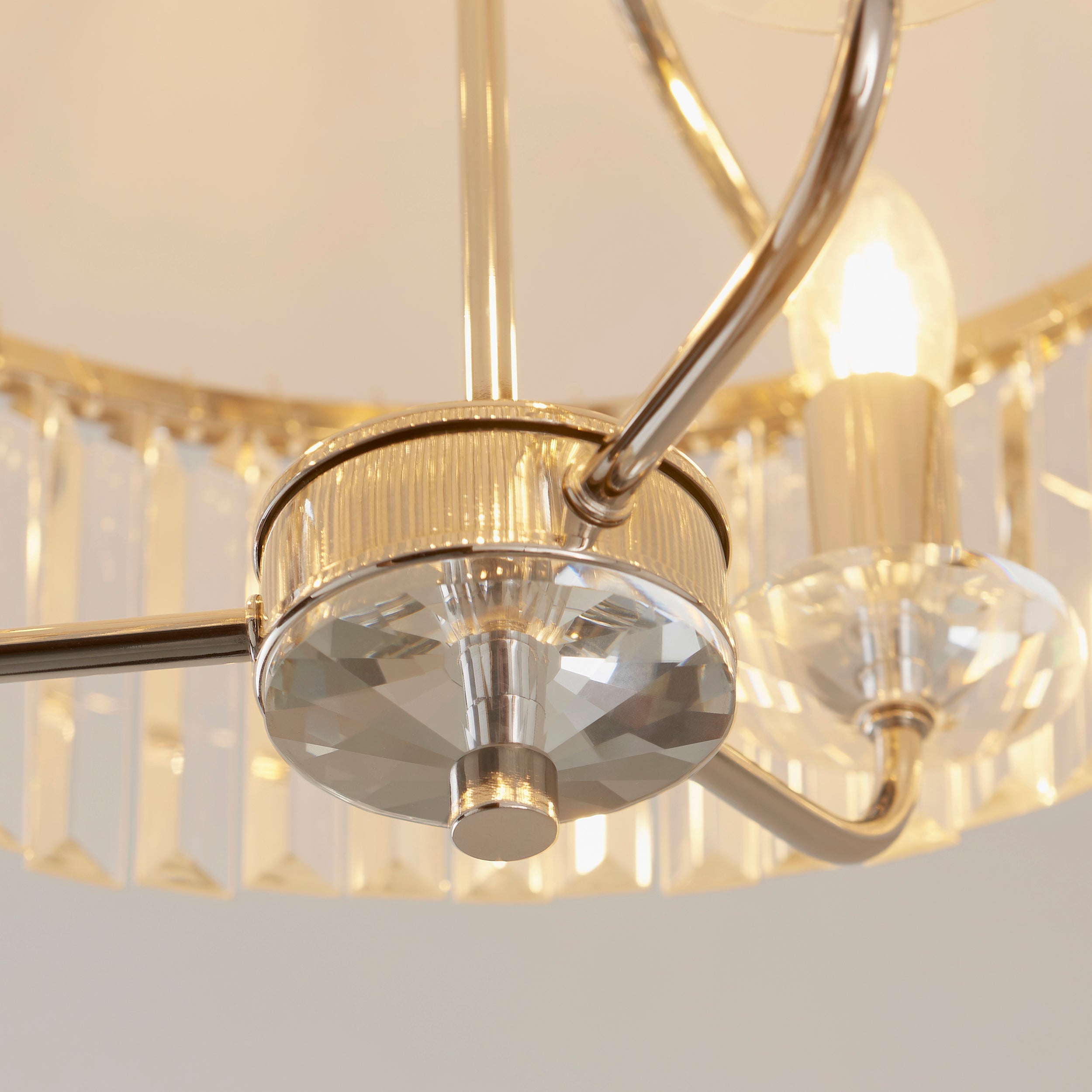 Amos Windsor Flush Chandelier Bright Nickel