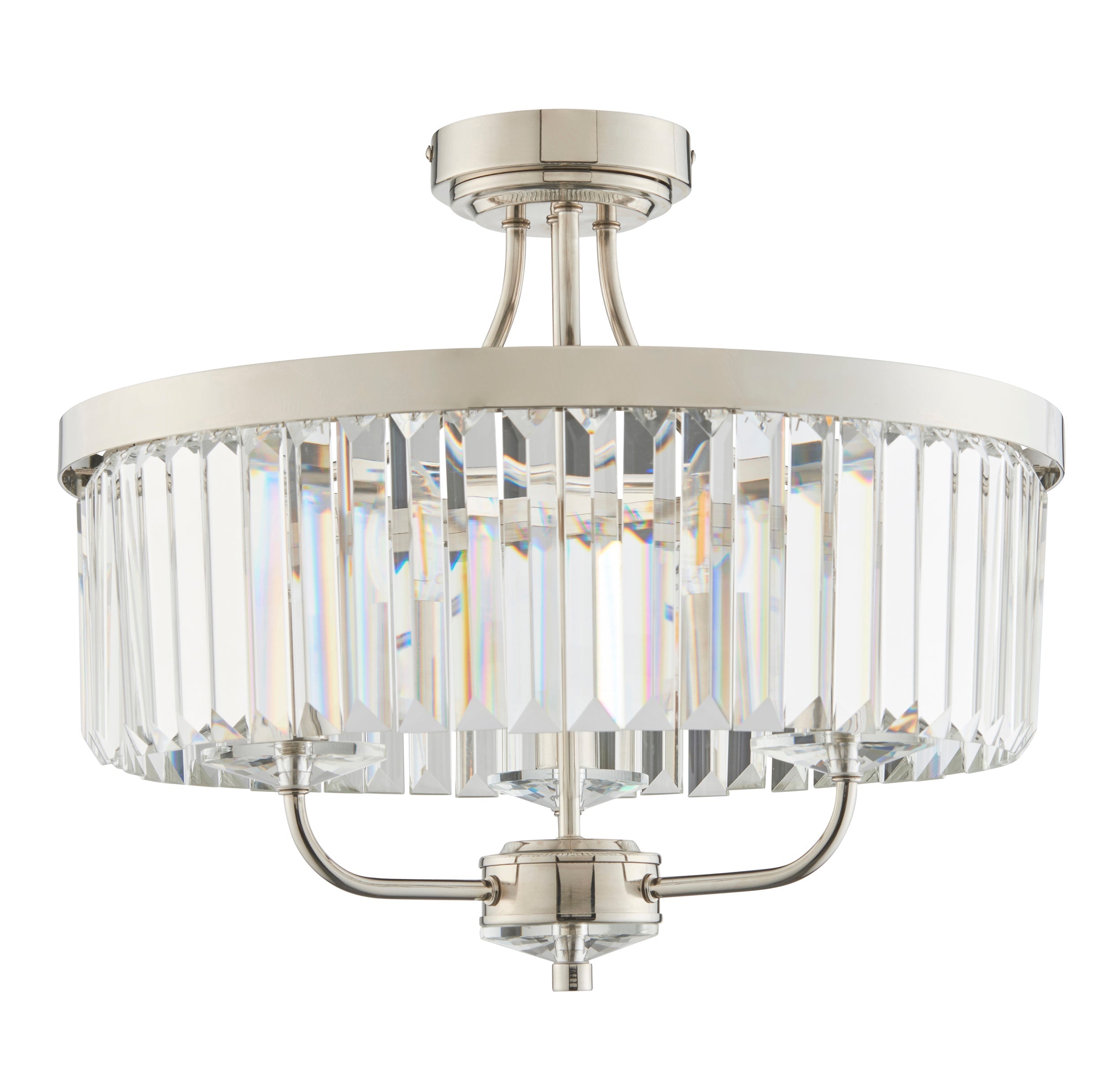 Amos Windsor Flush Chandelier Bright Nickel