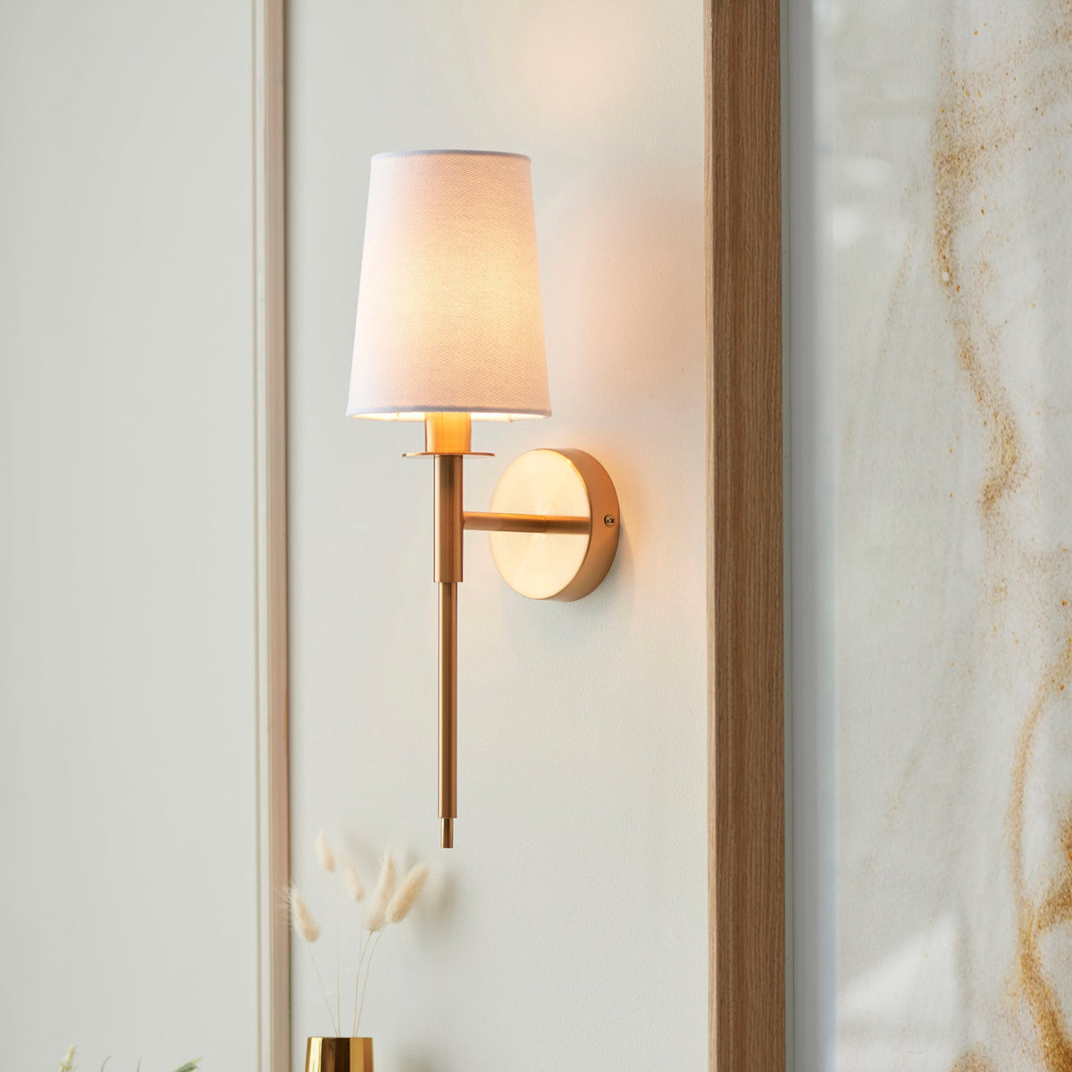 Amos Cadhay Vintage Brass Wall Light with Shade